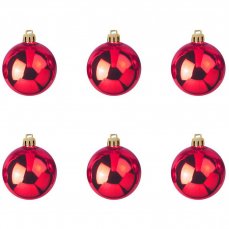 Vánoční dekorační ozdoby, 7 cm, červené, 6 ks