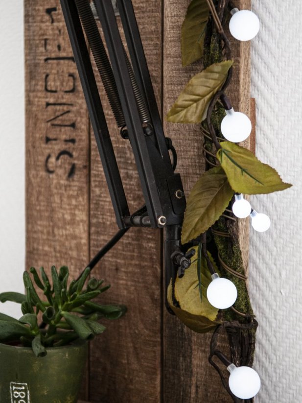 Vřesový motouz, s bílými LED diodami, 180 cm