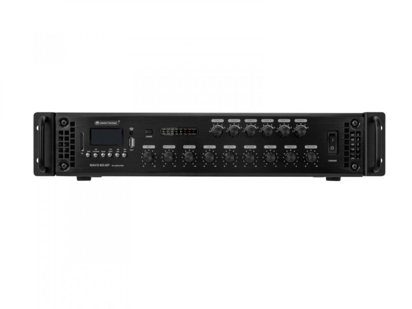 Omnitronic MAVZ-60.6P, 100V 6-zónový mixážní zesilovač, MP3/USB/SD/BT, 60W