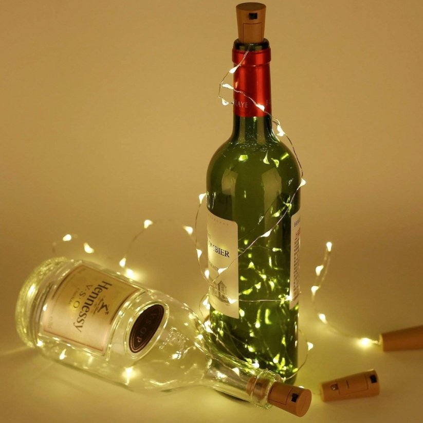 Dekorační LED světýlka do lahve s korkem, 92 cm