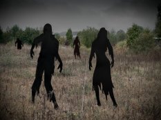 Kovová silueta zombie muže, černá, 135 cm