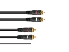 Kabel 2x 2 Cinch zástrčky, červená/černá, se zemí, 1,5m Kabel 2x 2 Cinch zástrčky, červená/černá, se zemí, 1,5m