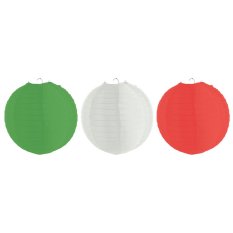Nylonové lampiony, zelená, bílá, červená, 3x