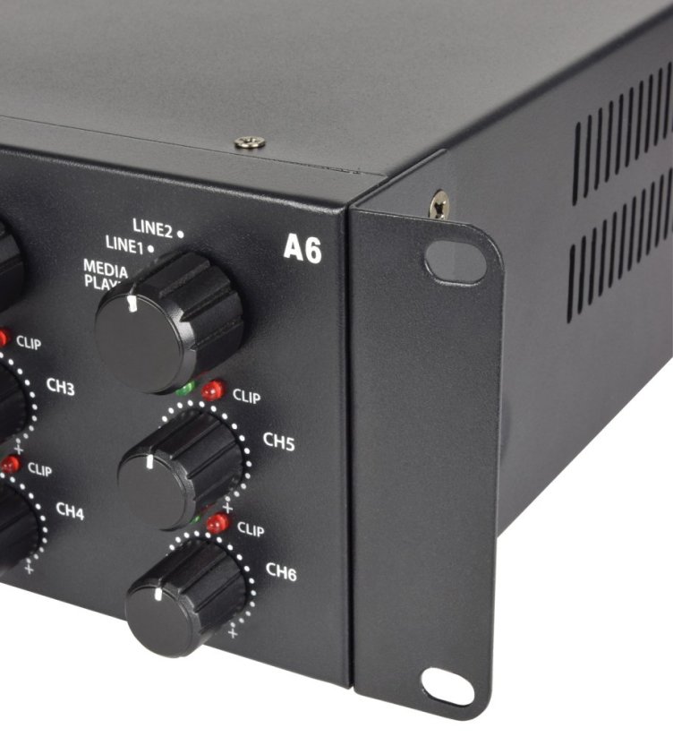 Adastra A6, mixážní 3-zónový zesilovač 6x 100W, BT/MP3/FM