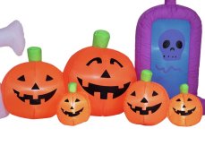 Halloween nafukovací figurína Duch s dýněmi, 244 cm Halloween nafukovací figurína Duch s dýněmi, 244 cm