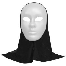 Halloween maska s kapucí, bílá
