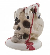 Halloween lebka s rukou a krví, 19x16x19 cm