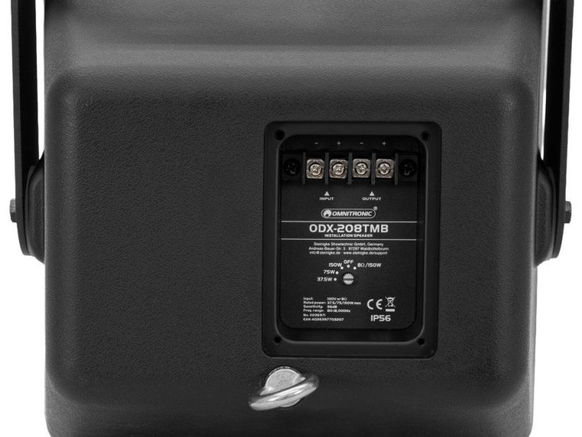 Omnitronic ODX-208TMB, 100V nástěnný 8" reproduktor, 150W, IP56, černý