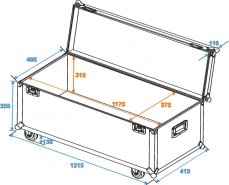 Univerzální transportní Case, 1200 x 400 x 430 mm, 7 mm, s kolečky