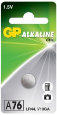 GP baterie LR44 (A76) 1.5V alkalická, 125mAh