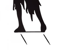 Kovová silueta zombie ženy, černá, 135 cm