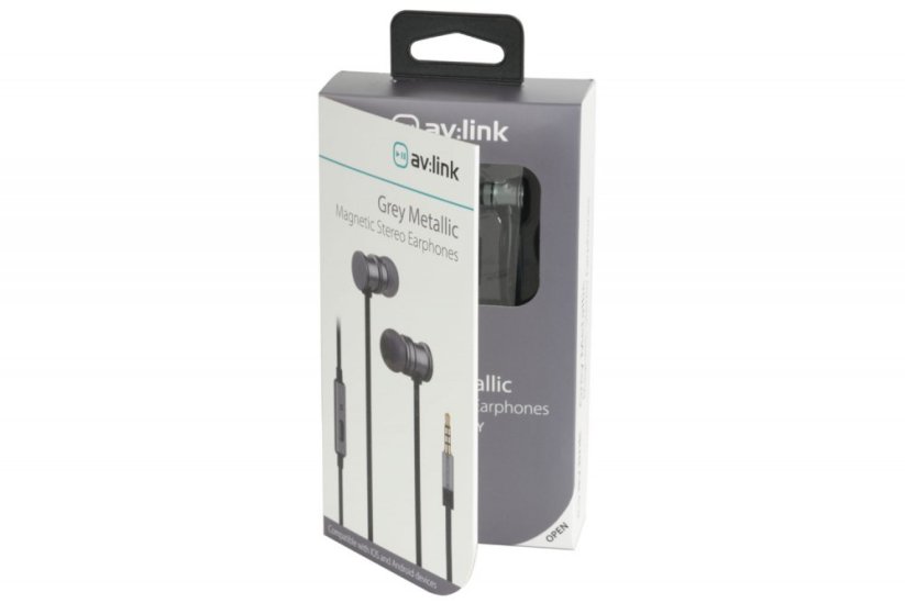 AV:link sluchátka In-Ear Magnetic, hands free, šedá metalíza