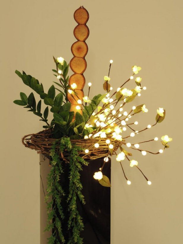 Camelie, s bílými LED diodami, 50 cm