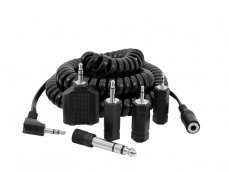 Omnitronic prodlužovací sluchátkový spirálový kabel 5m se sadou redukcí