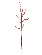 Větvička s bobulemi, červený glitter, 85 cm, 3ks
