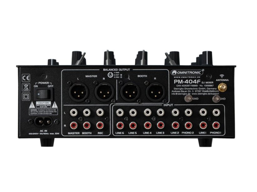 Omnitronic PM-404F 4-kanálový DJ mixážní pult s filtrem a Bluetooth