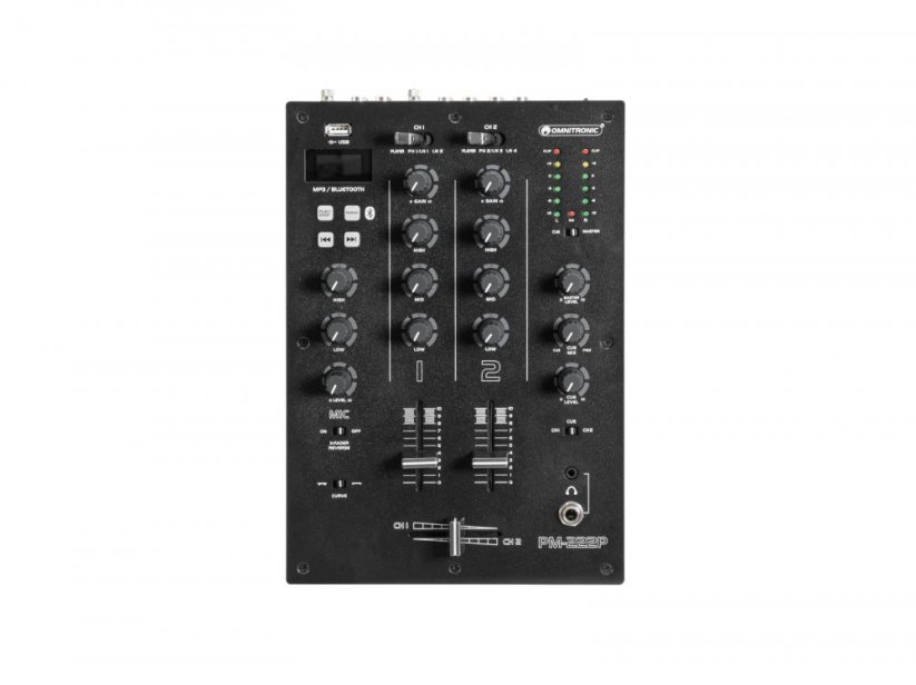 Omnitronic PM-222P, 2-kanálový mixážní pult s MP3/BT přehrávačem