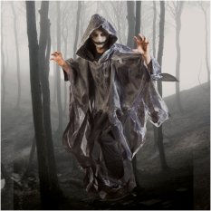 Kostým Ghoul s kápí šedý, pro dospělé