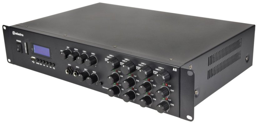 Adastra A8, mixážní 4-zónový zesilovač 8x 100W, BT/MP3/FM