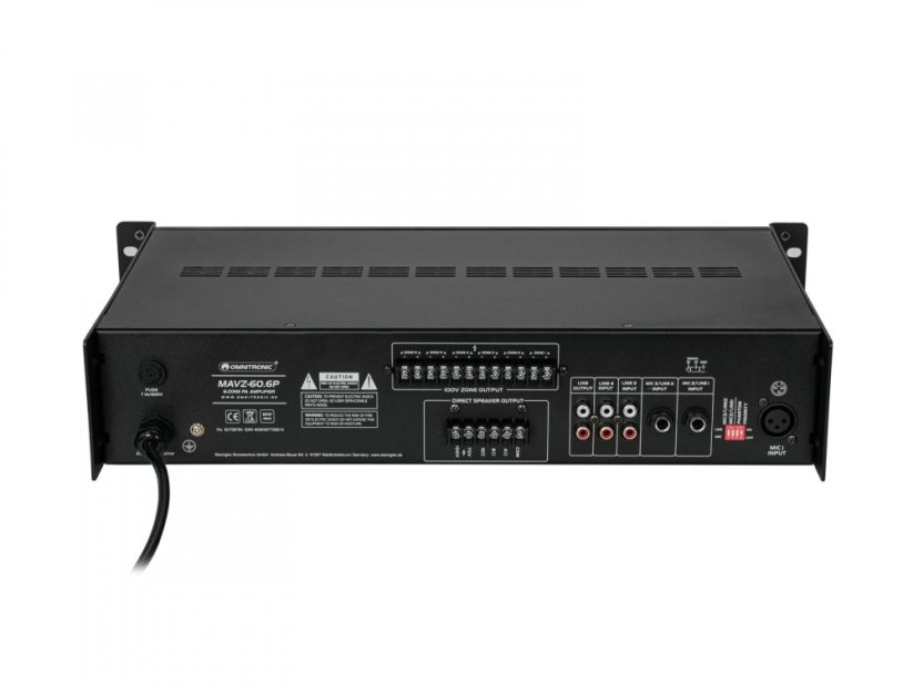 Omnitronic MAVZ-60.6P, 100V 6-zónový mixážní zesilovač, MP3/USB/SD/BT, 60W