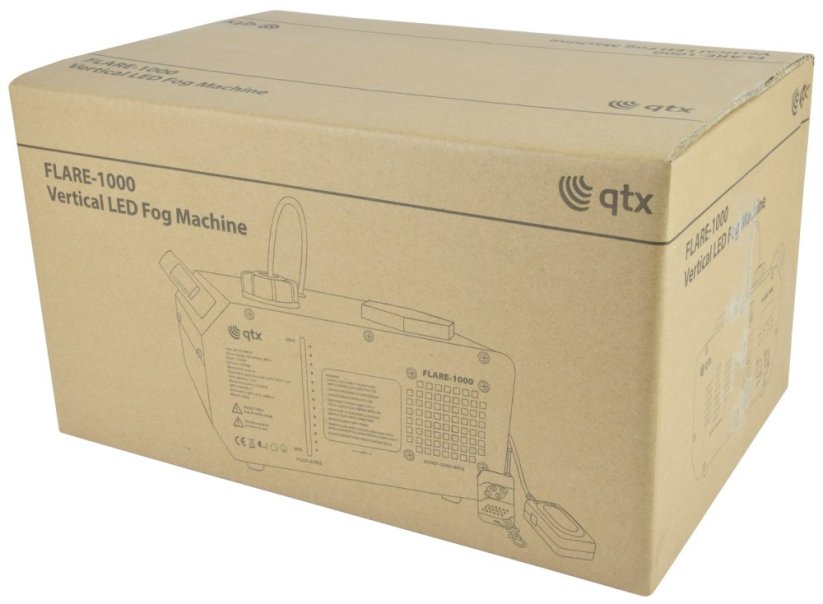 QTX FLARE-1000 vertikální výrobník mlhy, 6x TCL LED, 1000W