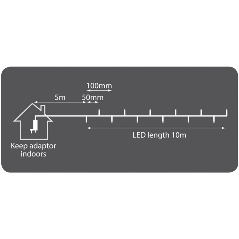Lyyt 200TS-WW, světelný řetěz, 200x LED teplá bílá, IP44