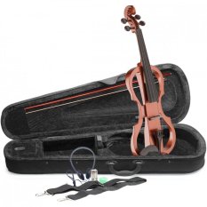 Stagg EVN X-4/4 VBR, elektrické housle s pouzdrem a sluchátky, hnědé