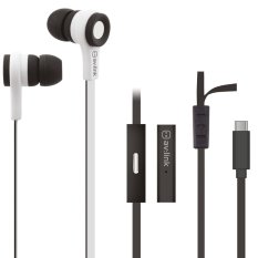 AV:link pogumovaná stereo sluchátka s handsfree, bílo-černá