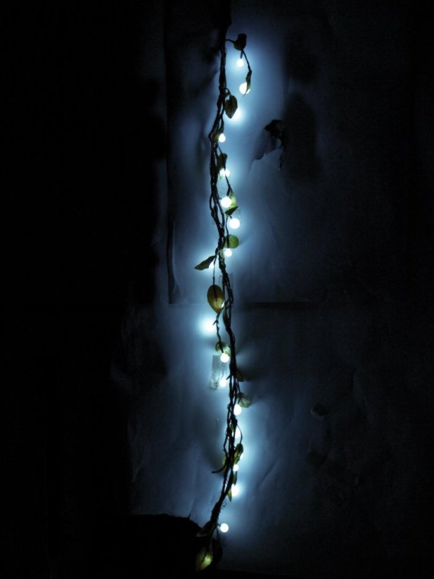 Vřesový motouz, s bílými LED diodami, 180 cm