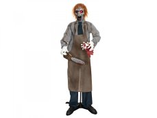 Halloween postava zombie s motorovou pilou, pohyblivá, 170 cm