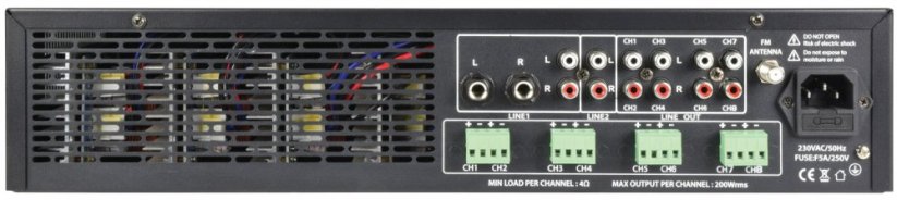 Adastra A8, mixážní 4-zónový zesilovač 8x 100W, BT/MP3/FM