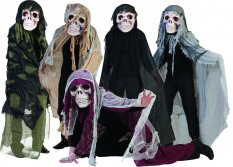 Halloween pelerína s lebkou a LED osvětlením, červená