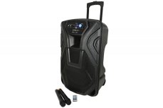 QTX BUSKER-15, mobilní 15" zvukový systém USB/SD/FM/BT/2x VHF, 100W