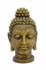 Socha hlava Budhy, zlatá, 75 cm