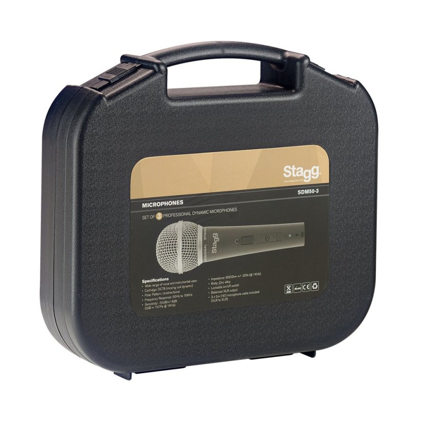 Stagg SDM50-3, sada dynamických mikrofonů
