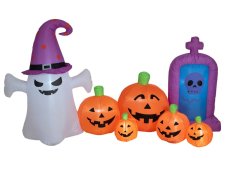 Halloween nafukovací figurína Duch s dýněmi, 244 cm Halloween nafukovací figurína Duch s dýněmi, 244 cm
