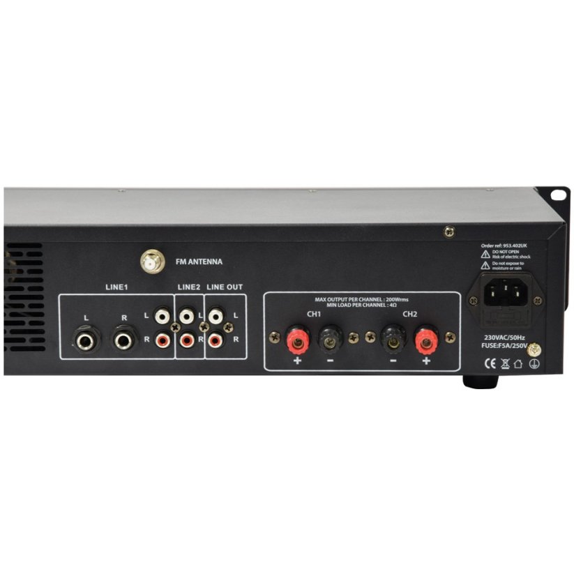 Adastra A2, stereo PA zesilovač, MP3/SD/USB/BT/FM, 2x 200W
