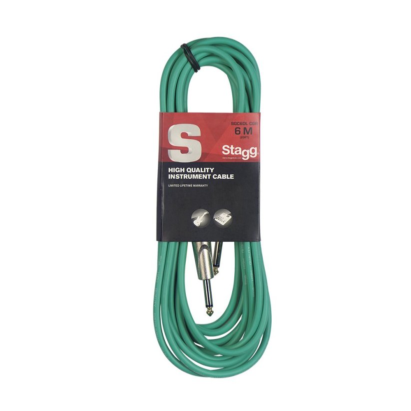 Stagg SGC6DL CGR, kabel JACK/JACK, 6 m, zelený