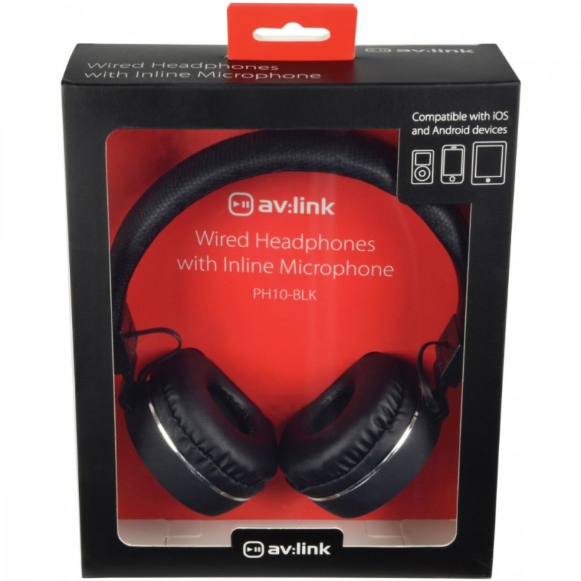 AV:Link PH10-BLK Multimediální sluchátka s vestavěným mikrofonem