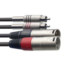 Stagg STC3CMXM, kabel 2x XLR samec/2x RCA, 3m