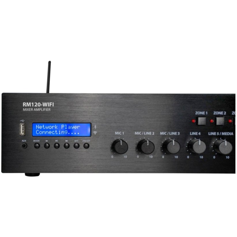 Adastra RM120-WIFI, 100V mixážní 4-zónový zesilovač, RM-WiFi/BT/USB