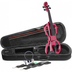 Stagg EVN X-4/4 MRD, elektrické housle s pouzdrem a sluchátky, červená metalíza