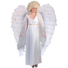 Bílá andělská křídla z peří, 120 cm