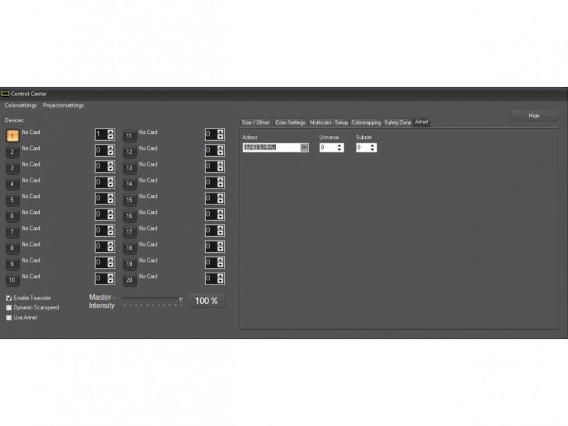 Laserworld Showcontroller, software pro laser na USB