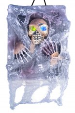 Halloween dekorace na stěnu kostra v pavučině, 43 cm