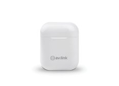 AV:link Ear Shots, bezdrátová Bluetooth sluchátka s nabíjecím pouzdrem, bílá