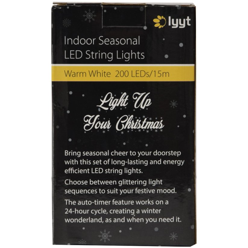 Lyyt 200TS-WW, světelný řetěz, 200x LED teplá bílá, IP44