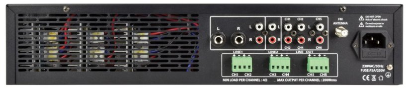 Adastra A6, mixážní 3-zónový zesilovač 6x 100W, BT/MP3/FM