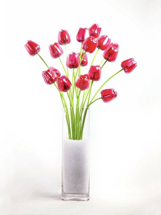 Tulipán červený – křišťálový, 61 cm, 12 ks