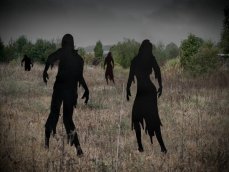 Kovová silueta zombie muže, černá, 135 cm